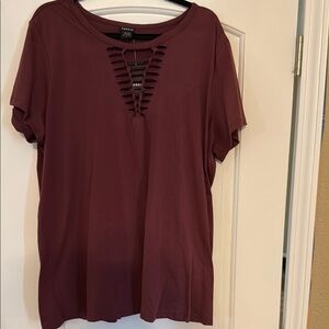 Torrid Red Cut-Out Short Sleeve T-Shirt